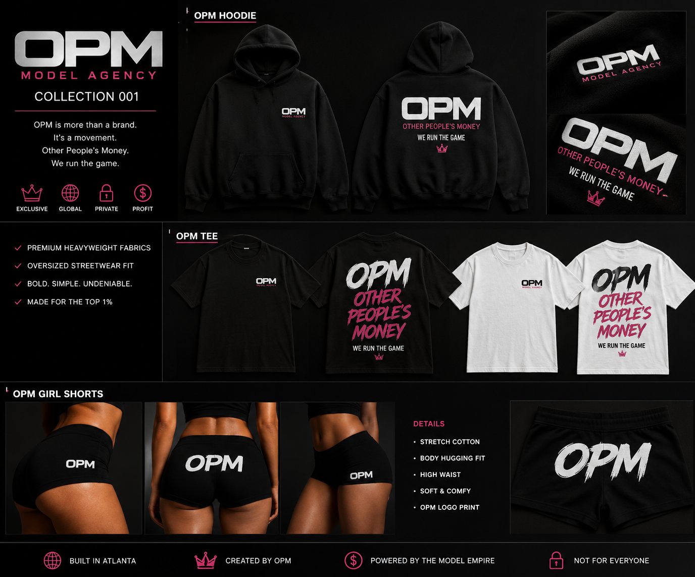OPM Collection 001 black, white and pink apparel lookbook